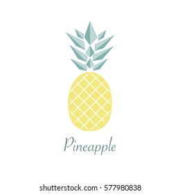 Pineapple tropical fruit. Fruit isolated on white background. Exotic fruit. Flat Vector illustration.