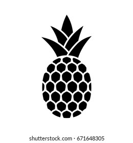 Pineapple tropical fruit with leaves flat vector icon for food apps and websites