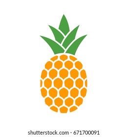 Pineapple tropical fruit with leaves flat color vector icon for food apps and websites