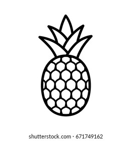 Pineapple tropical fruit with leaves line art vector icon for food apps and websites