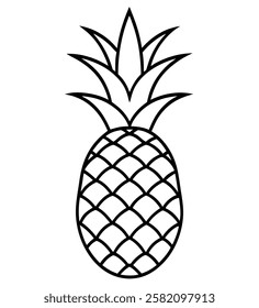 Pineapple tropical fruit line art vector 