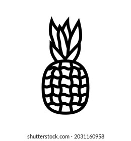 pineapple tropical fruit line icon vector. pineapple tropical fruit sign. isolated contour symbol black illustration