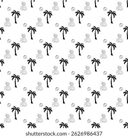 pineapple tropical fruit seamless pattern Fabric textiles design , pineapple vector pattern tropical fruit seamless fabric textiles fashion design, doodle pineapple vector tropical fruit seamless cute