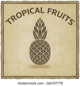 pineapple tropical fruit symbol old background - vector illustration. eps 10