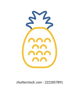 Icono del vector de frutas tropicales de piña. Símbolo gráfico del sitio web de comida y bebida, diseño de aplicaciones, aplicaciones móviles y medios impresos, logotipo, interfaz de usuario