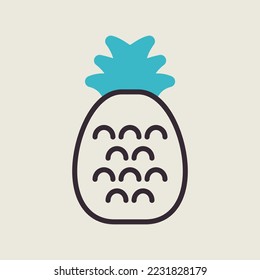 Pineapple tropical fruit vector icon. Graph symbol for food and drinks web site, apps design, mobile apps and print media, logo, UI
