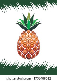 Pineapple Tropical Fruit. Vector Illustration. 