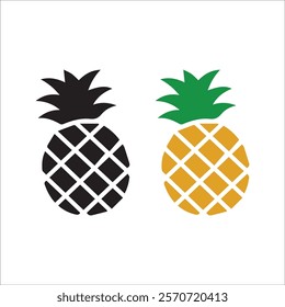 Pineapple Tropical Fruit Vector Illustration. Pineapple with leaf icon. Symbol of food, sweet, exotic and summer, vitamin, healthy. Modern vector icon design illustration