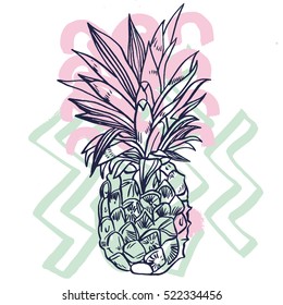 Pineapple tropical fruit. Vector object.