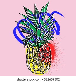 Pineapple tropical fruit. Vector object.