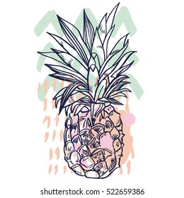 Pineapple tropical fruit. Vector object.