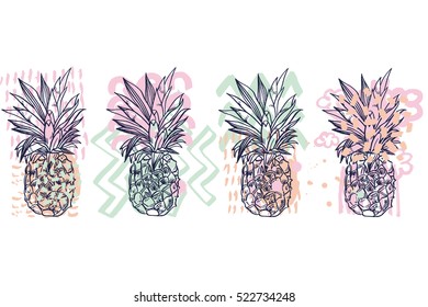 Pineapple tropical fruit. Vector object.