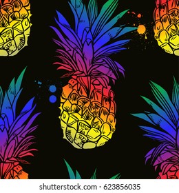 Pineapple tropical fruit. Vector object.