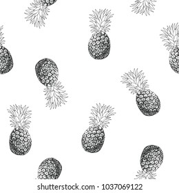 pineapple tropical fruit vector seamless pattern