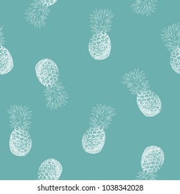 pineapple tropical fruit vector seamless pattern