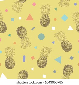 pineapple tropical fruit vector seamless pattern