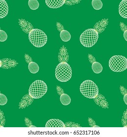 Pineapple tropical fruit.Health seamless background. Plant silhouette.The food background for your design. Fruits, healthy snack, summer. Textile, blog decoration, banner, poster, wrapping paper.