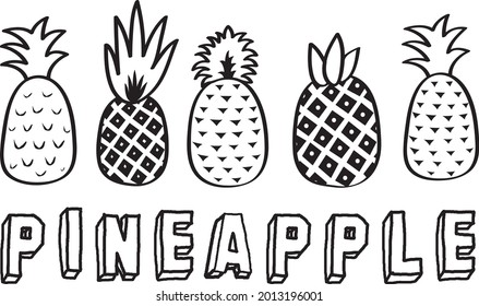 Pineapple Tropical Silhouette Design Elements