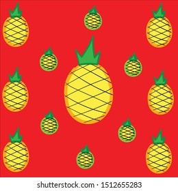 Pineapple tropical sweet fruit slices flat nature pattern vector illustration