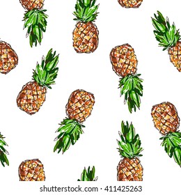 pineapple tropical vector illustration seamless
