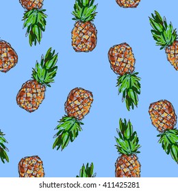 pineapple tropical vector illustration seamless
