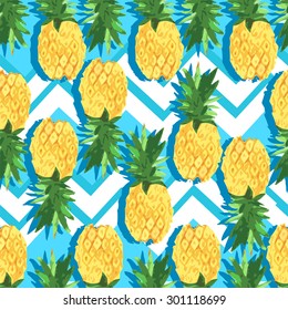 pineapple tropical vector illustration textile print fashion seamless