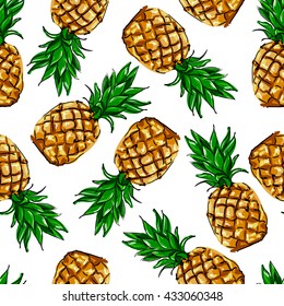 pineapple tropical vector illustration textile print fashion seamless