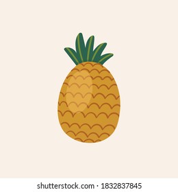 A pineapple. Tropics. Pineapple in cartoon style. Flat style.