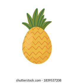 A pineapple. Tropics. Pineapple in cartoon style. Flat style.