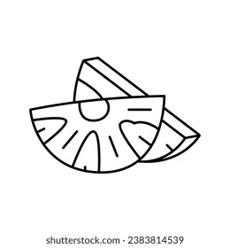 pineapple two slice line icon vector. pineapple two slice sign. isolated contour symbol black illustration