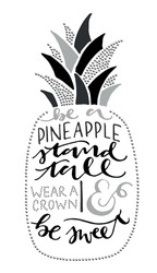 Pineapple Typography Design With Embellishments, Typographic Pineapple Design With Rhinestud, Foil, Glitter Or Sequin, Vector Illustration, Pineapple Fashion Graphic