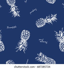 pineapple vector background. Cute summer pattern. Seamless textile illustration.