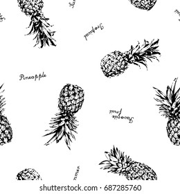 pineapple vector background. Cute summer pattern. Seamless textile illustration.