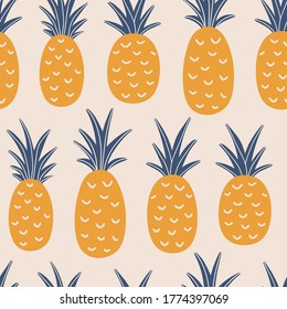 Fondo vectorial de piña. Impresión de frutas. Patrón inoxidable para impresiones, textiles, papel de envoltura. Resumen de los antecedentes de verano. Ilustración vegetal saludable