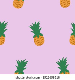 Pineapple vector background. Summer colorful tropical print. Vector illustration. Perfect for fabric, textile, wrapping paper and other decoration design.