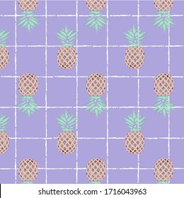 
Pineapple vector background. Summer colorful tropical textile print 