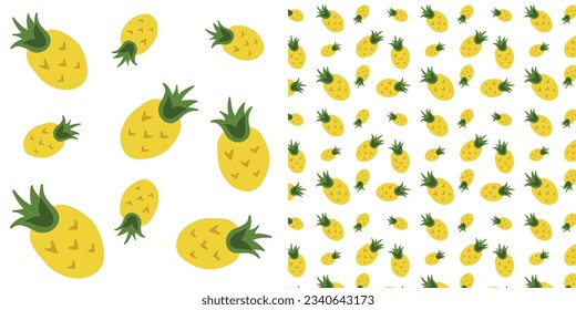 Pineapple vector background. Summer colorful tropical textile print.Seamless pineapple pattern for textile fabric or wallpaper backgrounds