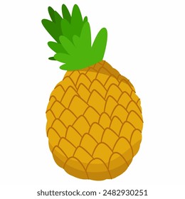 Pineapple vector cartoon fruit illustration isolated on a white background.