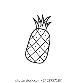 Pineapple vector clipart in doodle style. Isolated image on a white background. Graphic design element.for print, postcard, design menu, textile, poster, textile or advertising. 
