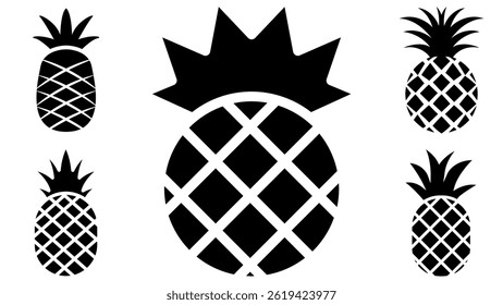 Pineapple vector design illustration, set pineapple vector