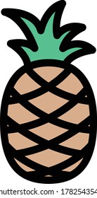 pineapple vector flat color icon 