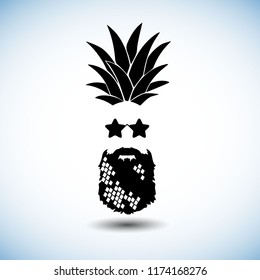 pineapple, vector, fruit, food, tropical, summer, design, illustration