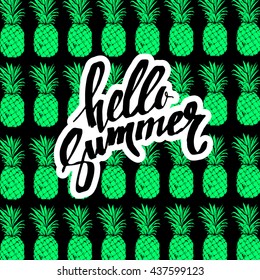pineapple, vector, fruit, food, tropical, summer, design, illustration, background, sweet
