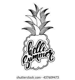 pineapple, vector, fruit, food, tropical, summer, design, illustration, background, sweet