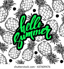 pineapple, vector, fruit, food, tropical, summer, design, illustration, background, sweet