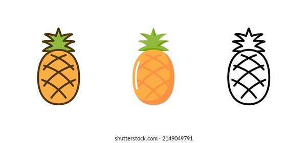 Pineapple vector fruit logo icon. Tropical pineapple symbol illustration ananas exotic fruit design.