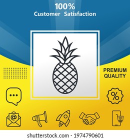 Pineapple vector glyph color icon. With yellow and blue background option