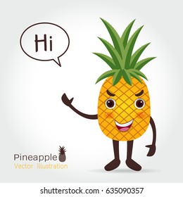 Pineapple vector icon cartoon style isolated on white background. Pineapple, fruit, food, vector flat style