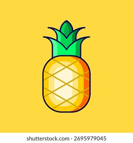 Pineapple Vector Icon Illustration On Isolated Background.	