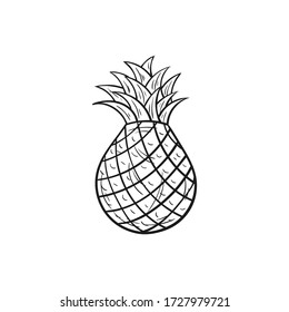 Icono vector de piña, aislado en blanco. Piña negra.